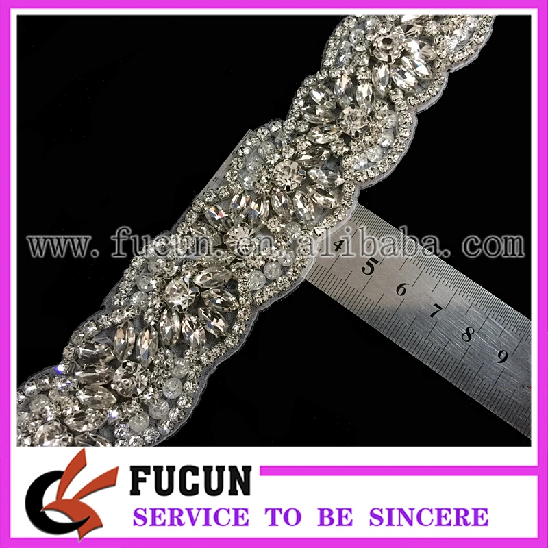 Iron on Crystal Beaded Rhinestone Applique for Bridal