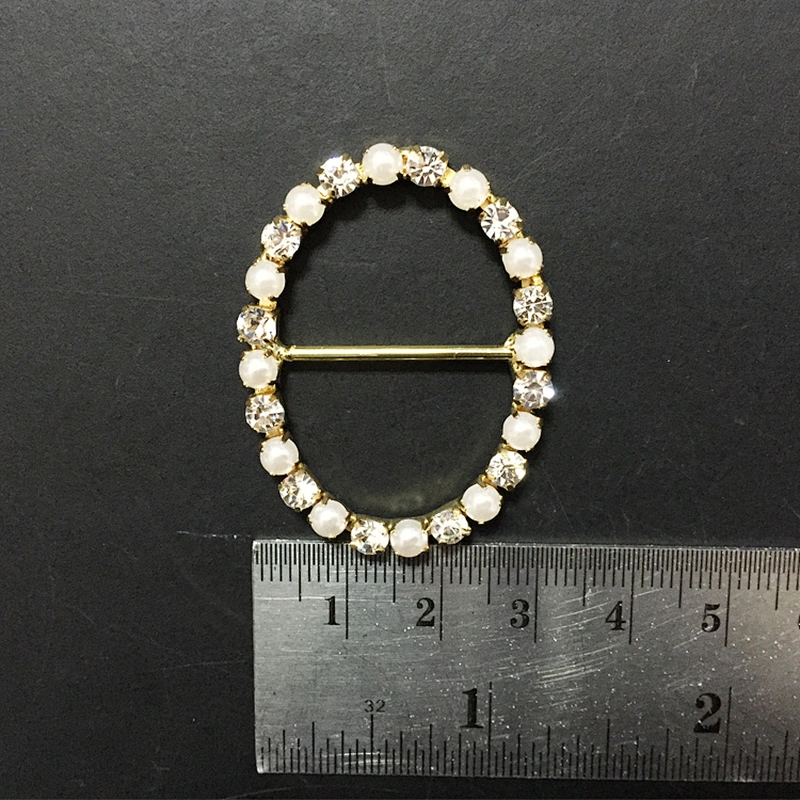 cheap price rhinestone and pearl crystal oval shape buckles