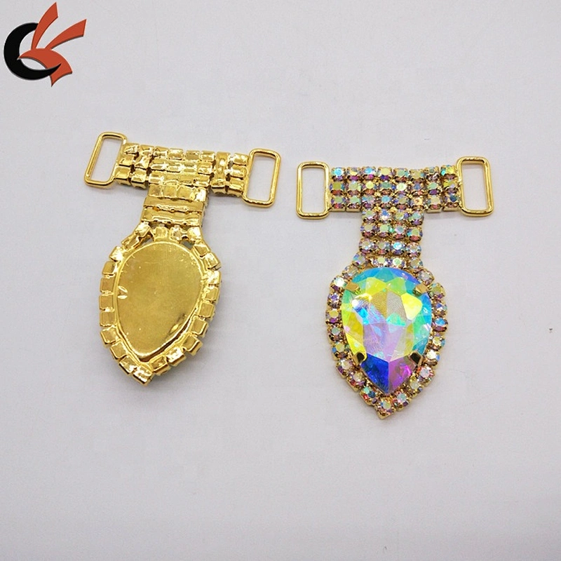 2019 Gold Large Water drap AB Clear Rhinestone Bikini buckles Connector