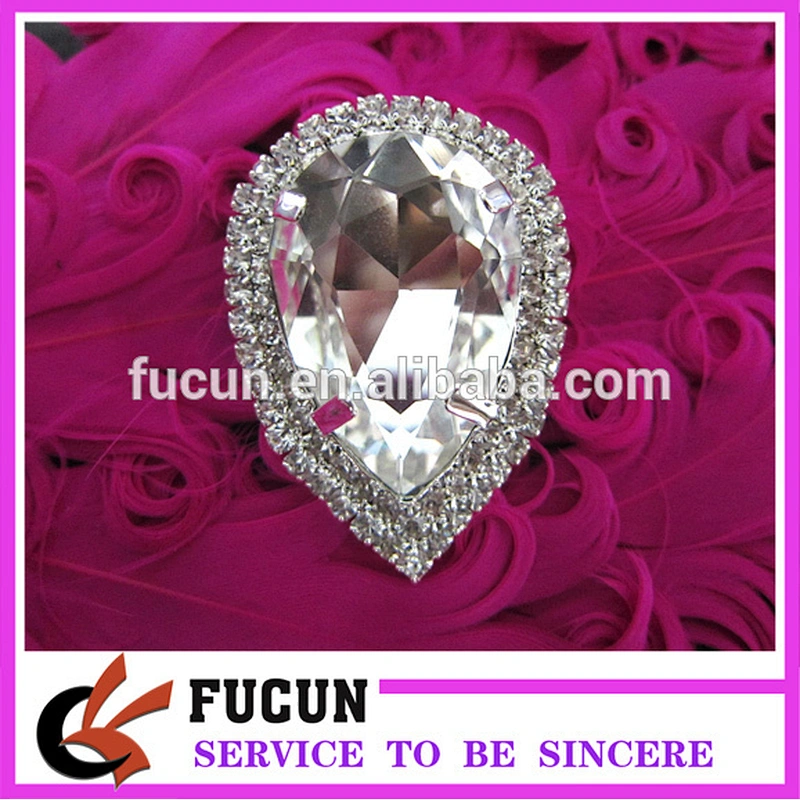 Classic Teardrop Rhinestone Crystal Silver Tone Wedding Bridal Cake Brooch Pin