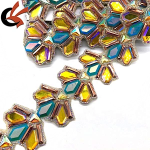 large resin stones decorative Hot fix rhinestone trimming tape back with glue