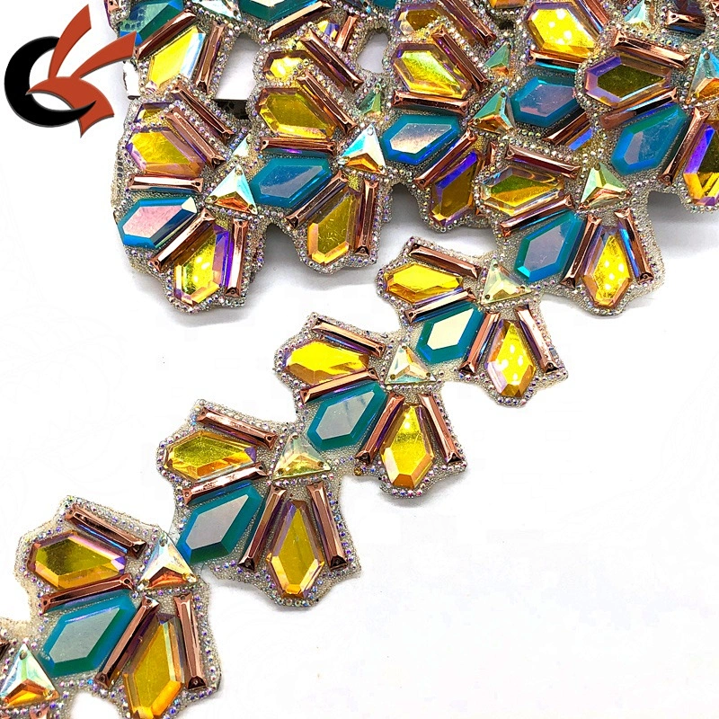 large resin stones decorative Hot fix rhinestone trimming tape back with glue