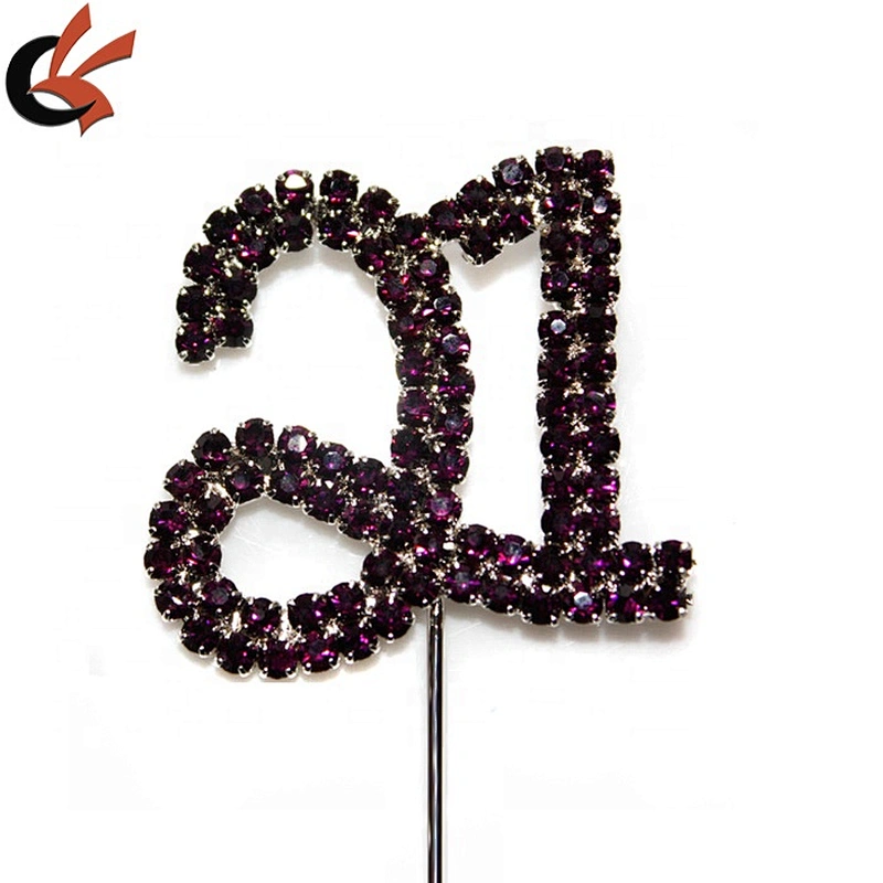 colorful rhinestone number 21 pick 21st birthday cake topper