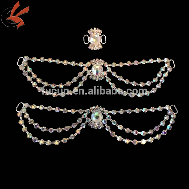 new arrival wholesale triple line crystal rhinestone connector for bikini,headband