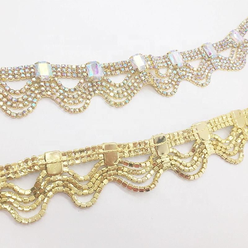 Crystal ab rhinestone banding trimming clear strass rhinestone chain trims for head band or dress