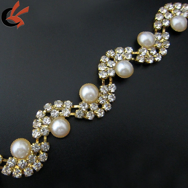 new arrival rhinestone and pearl applique trimming