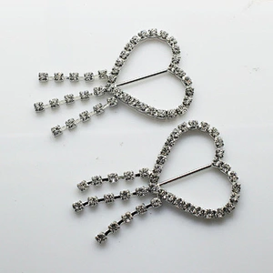 Hot sale New Designs High Quality heart shape Rhinestone Pair Buckle for Belt in Bulk
