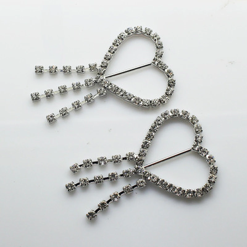 Hot sale New Designs High Quality heart shape Rhinestone Pair Buckle for Belt in Bulk