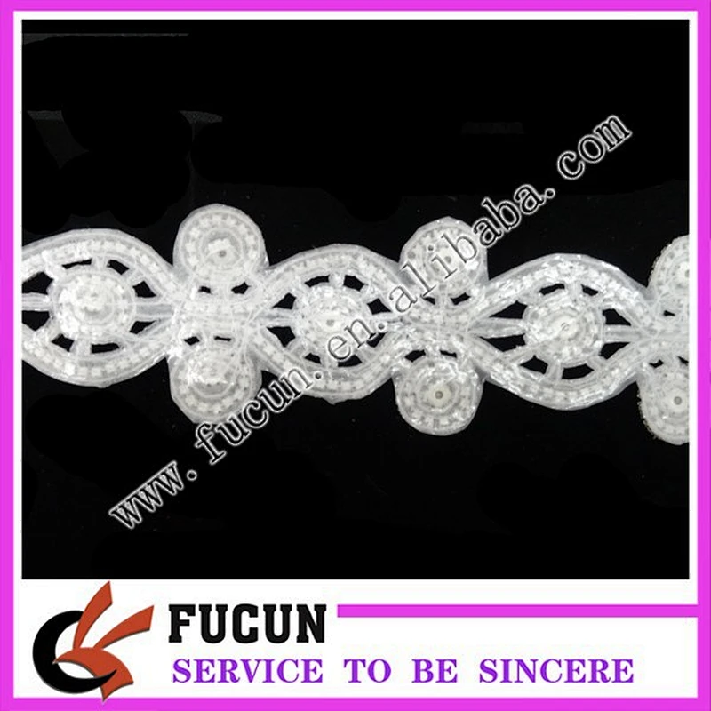 Elegant Silver and Rhinestone Beaded Trim Handmade crystal beaded appliques