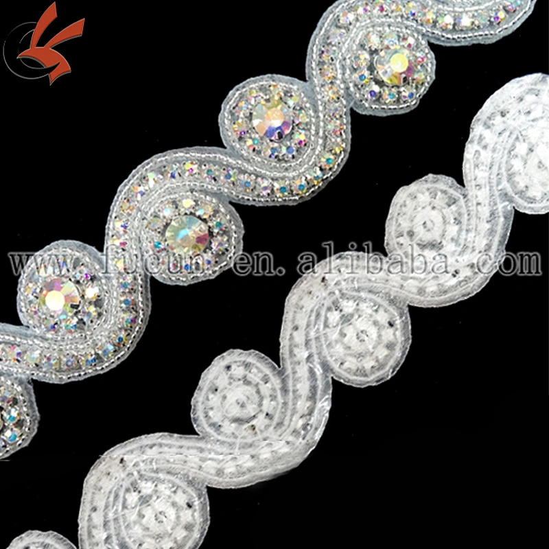 hot sale crystal rhinestone bead trimming for wedding sash