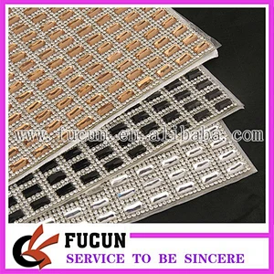 Factory price 10*10MM all glass beads rhinestone mesh trimming 24*40cm/sheet for bags/garment/shoe