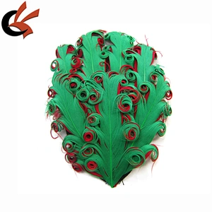 Christmas Green/Red curly goods feather pad for headband