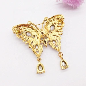 Clear Crystal Diamante Gold Plated Butterfly Brooch Pins for DIY Wedding Bridal Bouquets