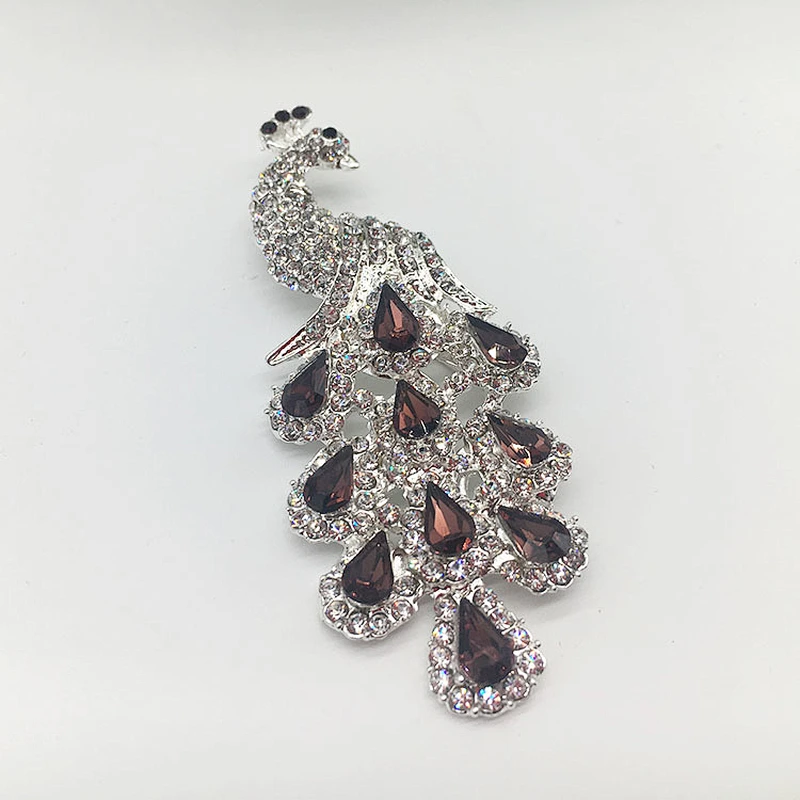 Latest wholesale colorful crystal rhinestone Peacock Design wedding jewellery brooch