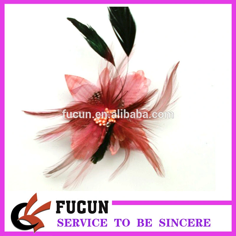 handmade women lady bridal wedding party fascinator hair clip feather accessory
