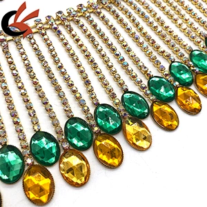 Carnival Rhinestone Fringe Chain Rhinestone Tassels Trim Cup Trim