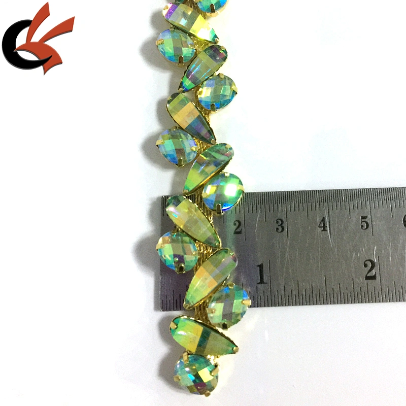 Shining Carnival decoration Green AB crystal rhinestone chain trimming
