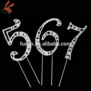 Sweet 15 Quinceanera Silver Crystal Rhinestone Cake Topper Birthday Party Favor