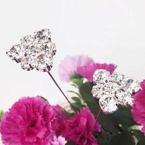 Bulk wholesale flower bunches decorative rhinestone wedding brooch bouquets stick