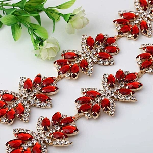 factory supply new design colorful red acrylic rhinestone chain for decoration