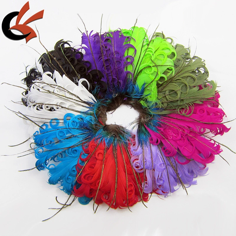 wedding headband peacock white curly feather pad
