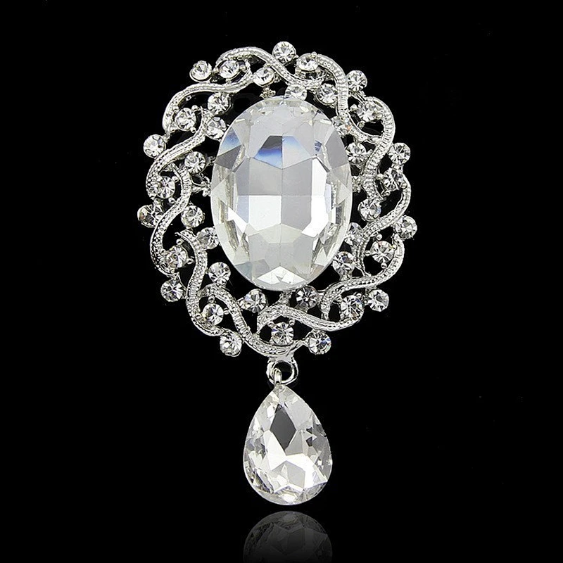 Latest wholesale colorful crystal top quality bling shiny rhinestone wedding bridal brooch in bulk