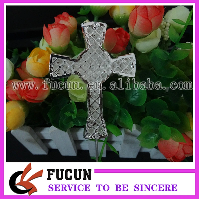 2018 Christening wholesale new Rhinestone Cross Baptism Communion Christening Easter Party Cake Topper