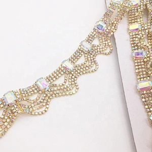 Crystal ab rhinestone banding trimming clear strass rhinestone chain trims for head band or dress