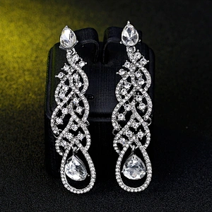Wedding Jewelry Sparkling Dangle Rhinestone Bridesmaid Earrings