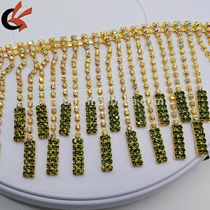 Wholesale bling bling gold AB Rhinestone bride trim