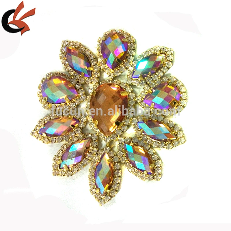 flatback sew on AB rhinestone brooch appliques for Carnival dress