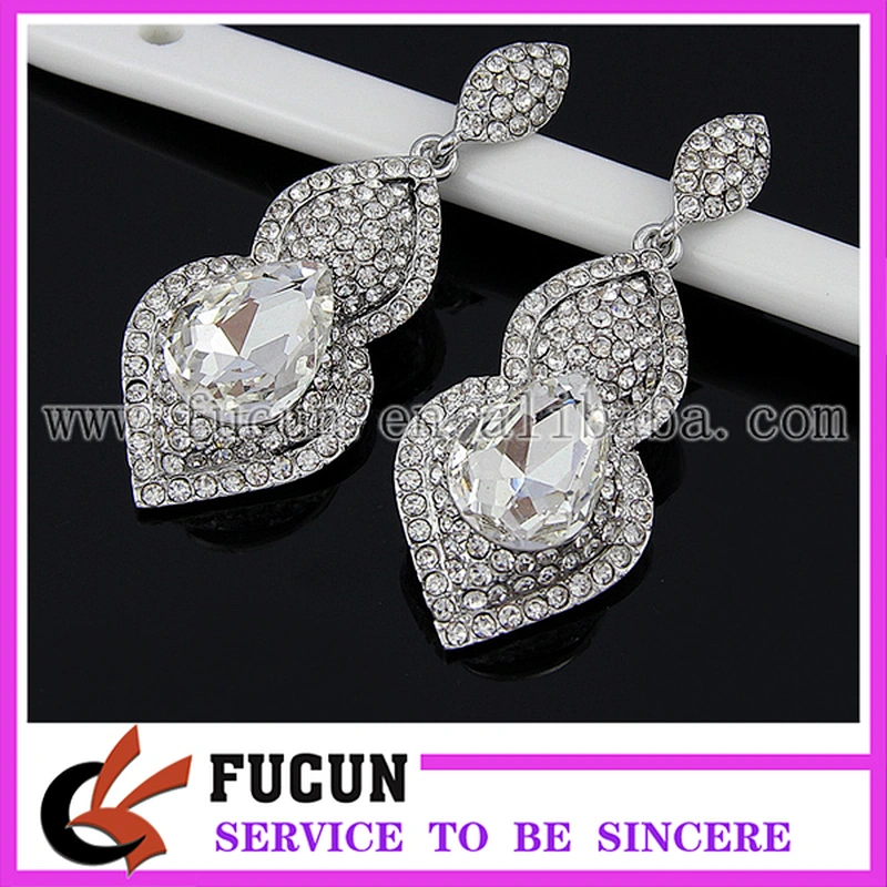 Stunning Silver Crysta Drop Bridal Earrings