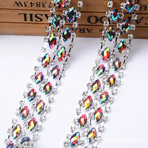 Guangzhou supplier resin AB stone trimming rhinestone banding crystal rhinestone trim for dress decoration