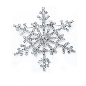 Hand made bulk Christmas crystal metal rhinestone snowflake decoration brooch