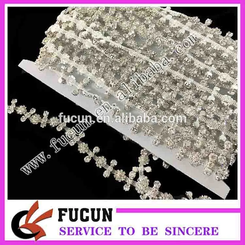 new style crystal flower chain rhinestone trimming for garment accessory