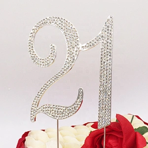 Custom Birthday Numbers Cake Topper Shinning Crystal Rhinestone Cake Pick Cake Toppers