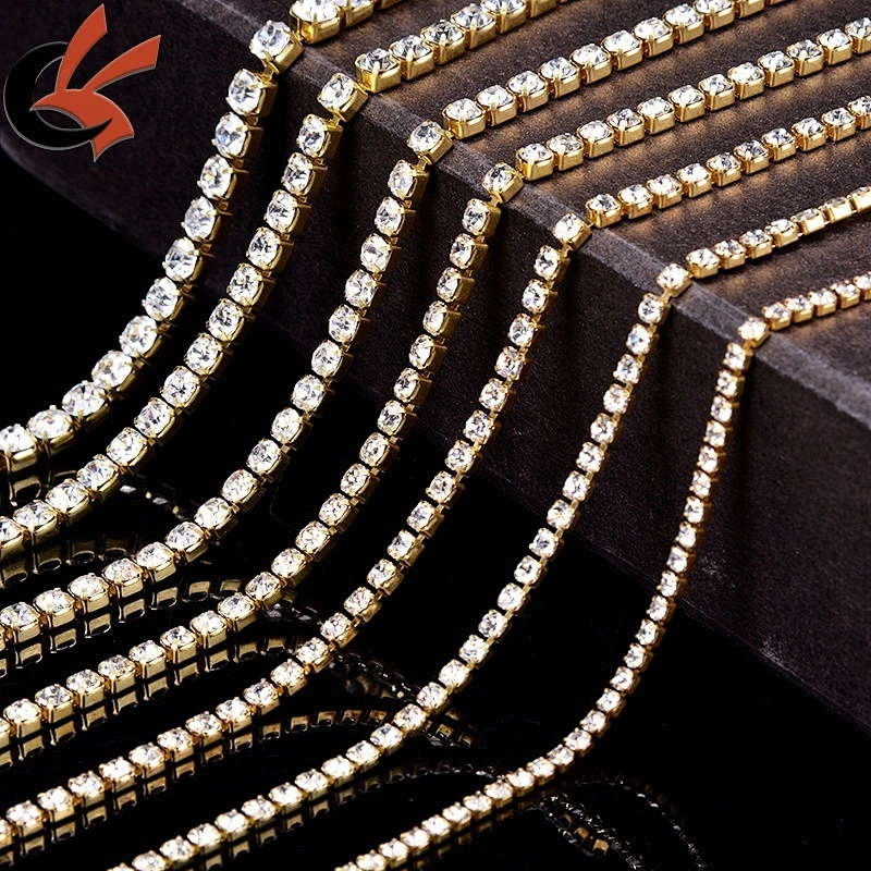 wedding cake decoration rose gold plating wholesale glass rhinestone chain