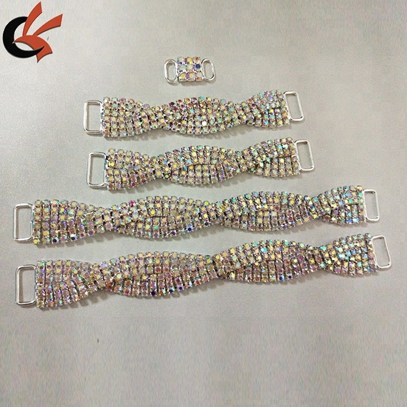 2018 hot sale!Sparkling AB Crystal bikini rhinestone connector for swimwear NPC IFBB