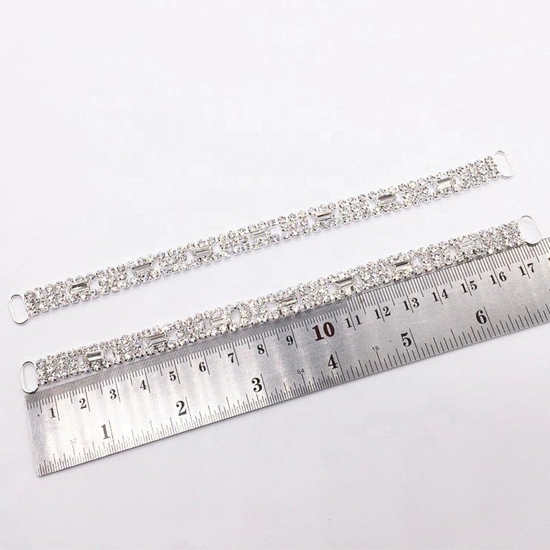 high quality factory paved clear thin rhinestone bikini connector for swimwear suit