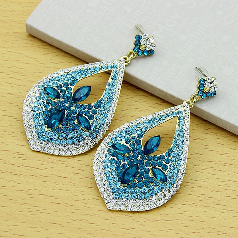 China Supplier Fashion Jewelry Elegant Water Drop Dangle Earrings For Wedding Evening Dresses