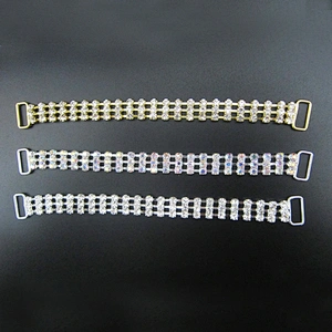 Cheap Bulk Rhinestone 3 Rows Silver Bikini Connector