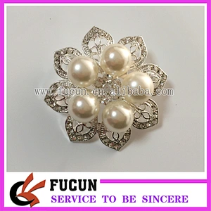 Wholesale Handmade Boutonniere Stick Flower Artificial Pearl Brooch Pins