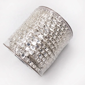China factory wholesale SS28 6mm DIY rhinestone crystal empty cup chain roll silver strass empty cup chain