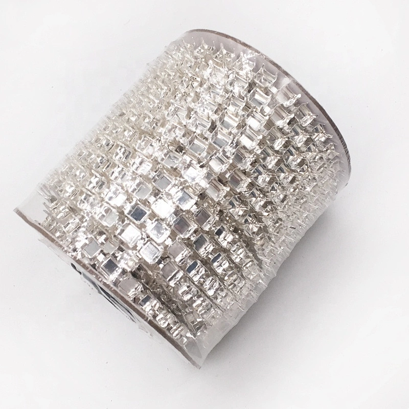 China factory wholesale SS28 6mm DIY rhinestone crystal empty cup chain roll silver strass empty cup chain