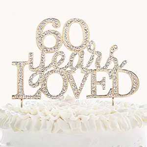Sparkling gold crystal Rhinestone Cake Topper for Anniversary
