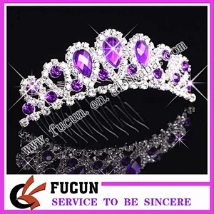Gorgeous Shiny Violet Crystal Queen Pageant Comb Tiaras Wholesale Luxurious Frozen Elsa Crown Tiara