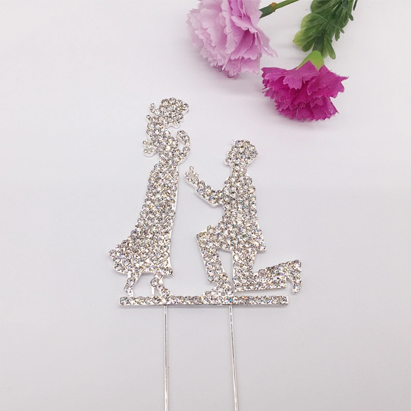 custom decorative crystal rhinestone Mr & Mrs proposal wedding cake toppers