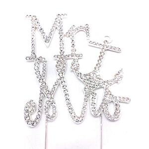 MR and MRS Anchor Silver Crystal Rhinestone Cake Topper Birthday Bling Party Favor