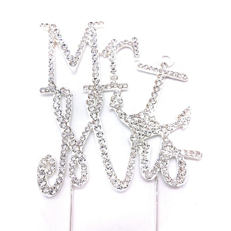MR and MRS Anchor Silver Crystal Rhinestone Cake Topper Birthday Bling Party Favor