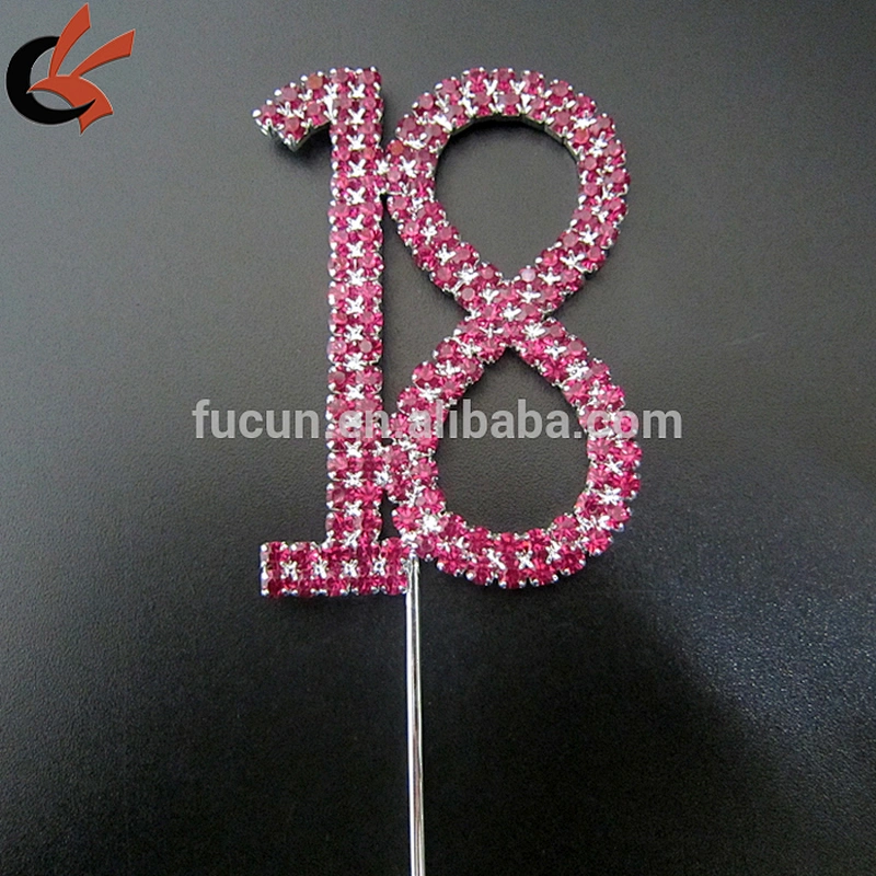 Rhinestone Crystal Covered Quinceanera 18th Birthday Number Cake Topper